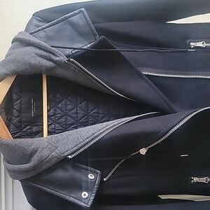 EUC Marc New York Black Faux Leather Coat Jacket, Sz 2